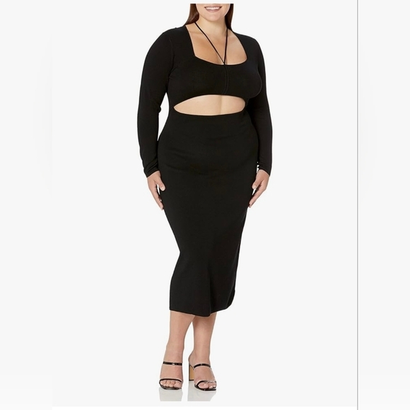 The Drop Women's Corbin Long- Sleeve Halter Detail Cutout Midi Dress #978, 1010 - Picture 6 of 9